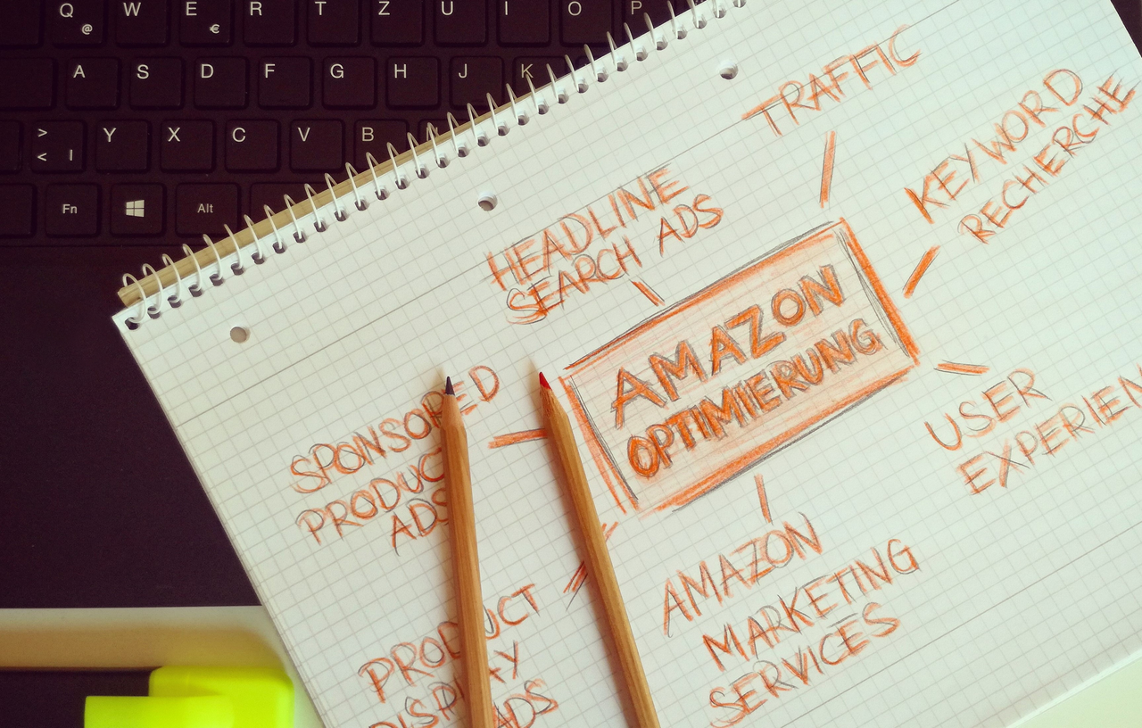 services-04 Visual representation of Amazon optimization techniques with handwritten notes and pencils.